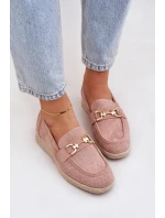 Dámské mokasíny s a zlatým detailem a pletením růžové model 21683732 - Boto