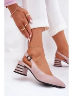 Dámské sandály na podpatku se   špinavě růžové model 21690149 - VINCEZA