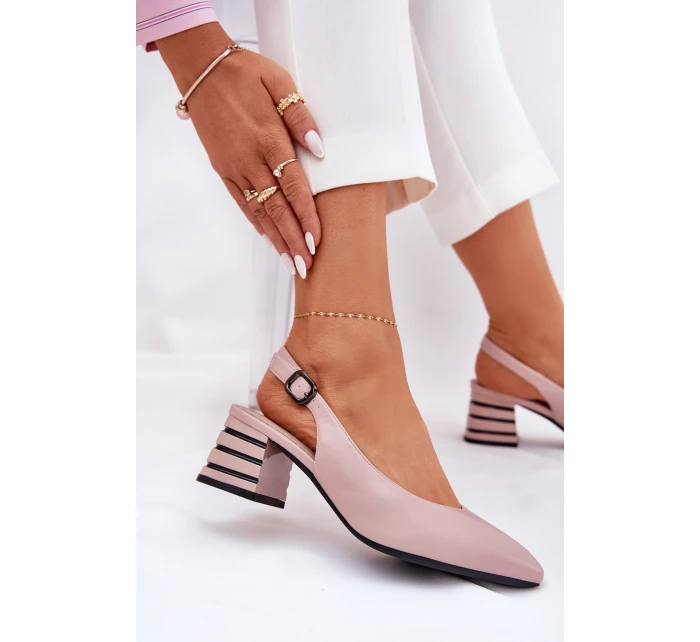 Dámské sandály na podpatku se   špinavě růžové model 21690149 - VINCEZA