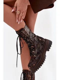 Dámské Kožené Workery Work Shoes Maciejka 06203-32 Hnědo Zlato