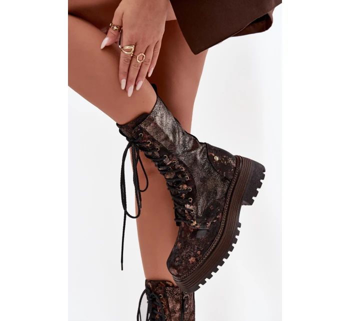 Dámské Kožené Workery Work Shoes  Zlato model 21725128 - Maciejka