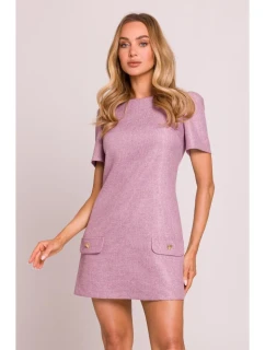 M855 Mini šaty áčkového střihu - marsala