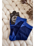 Dámské dvoubarevné ponožky s pruhy Námořnická modrá a modrá
