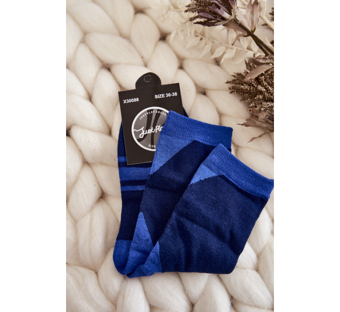 Dámské dvoubarevné ponožky s pruhy Námořnická modrá a modrá