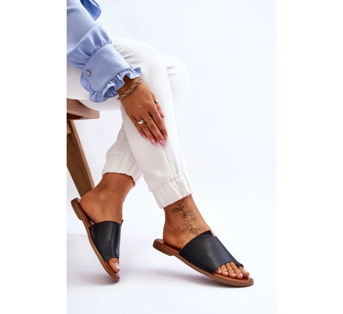 Dámské kožené žabky Černá Amite Dámské kožené žabky Černá Amite