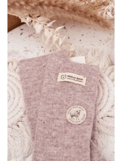 Dámské teplé vlněné ponožky s nášivkou – béžové Dámské teplé vlněné ponožky s nášivkou – béžové