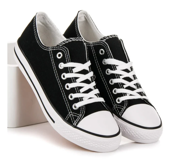 Originální černé dámské tenisky bez podpatku Originální černé dámské tenisky bez podpatku