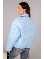 Dámská jarní prošívaná bunda s květinovým vzorem modrá