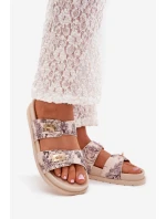 Vzorované Dámské Pantofle Na Platformě Béžové Sorina Vzorované Dámské Pantofle Na Platformě Béžové Sorina