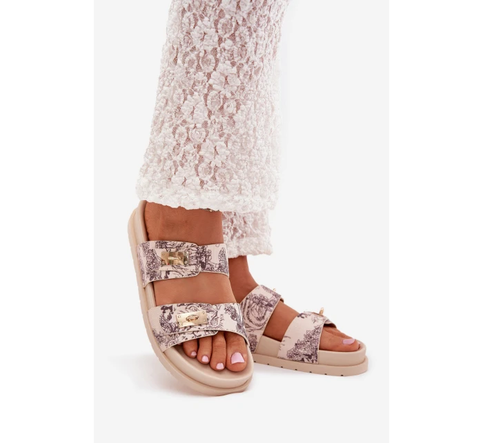 Vzorované Dámské Pantofle Na Platformě Béžové Sorina Vzorované Dámské Pantofle Na Platformě Béžové Sorina