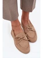 Polobotky Mokasíny Dámské Ploché Svázané Béžové Zalina