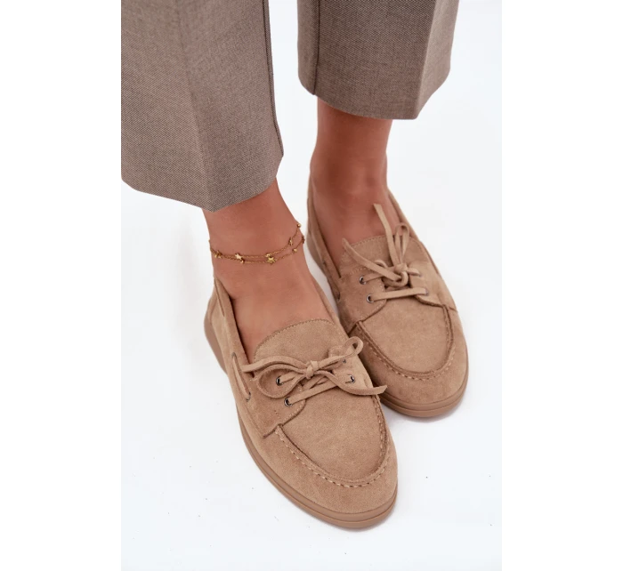 Polobotky Mokasíny Dámské Ploché Svázané Béžové Zalina