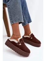 Sněhule S Kožešinou A Přezkou Na Platformě Čokoládové model 21757740 - Boto