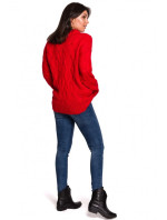 BK038 Pletený plisovaný svetr - červený