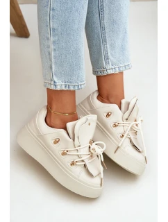 Sneakersy Damskie Na Platformie Beżowe Dolistana