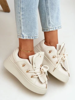 Sneakersy Damskie Na Platformie Beżowe Dolistana