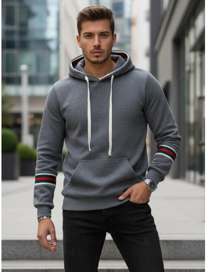 Pánská šedá mikina s kapucí Dstreet model 21994688 - FashionStreet