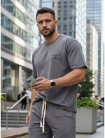 Pánská letní tepláková souprava s potiskem šedá FashionStreet AX0818