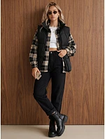 Kurtka damska koszulowa w kratę oversize granatowa FashionStreet TY6048 Kurtka damska koszulowa w kratę oversize granatowa FashionStreet TY6048