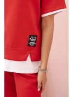 Dámská máslová souprava s krátkým rukávem a kalhotami červený Dámská máslová souprava s krátkým rukávem a kalhotami červený