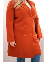 Dámský kabát Plus Size dvouřadový s límcem rudy Dámský kabát Plus Size dvouřadový s límcem rudy