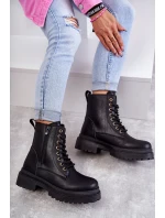 Dámské zateplené kožené kozačky světle Černé Dorchen