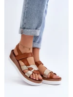 Zazoo 40397 Dámské Kožené Sandály na Platformě Hnědé