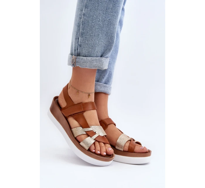 Zazoo 40397 Dámské Kožené Sandály na Platformě Hnědé