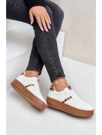 Pohodlné dámské sportovní boty na platformě Bíle Devan