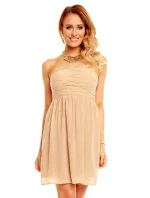 Dámské společenské šaty krátké béžové Béžová / S model 15042875 - ATTENTIF