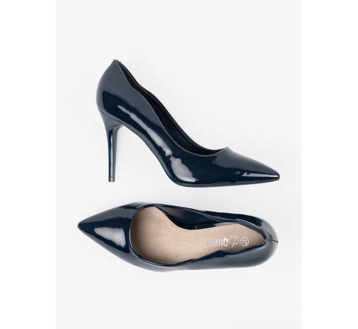 Praktické tmavě modré  lodičky dámské na jehlovém podpatku