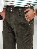 Dámské manšestrové kalhoty tmavě zelené FashionStreet UY2231