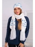 Dámská souprava se šátkem Anika K304 ecru+jeans Dámská souprava se šátkem Anika K304 ecru+jeans