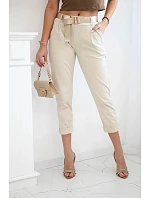 Kalhoty Puntor s páskem světle béžová