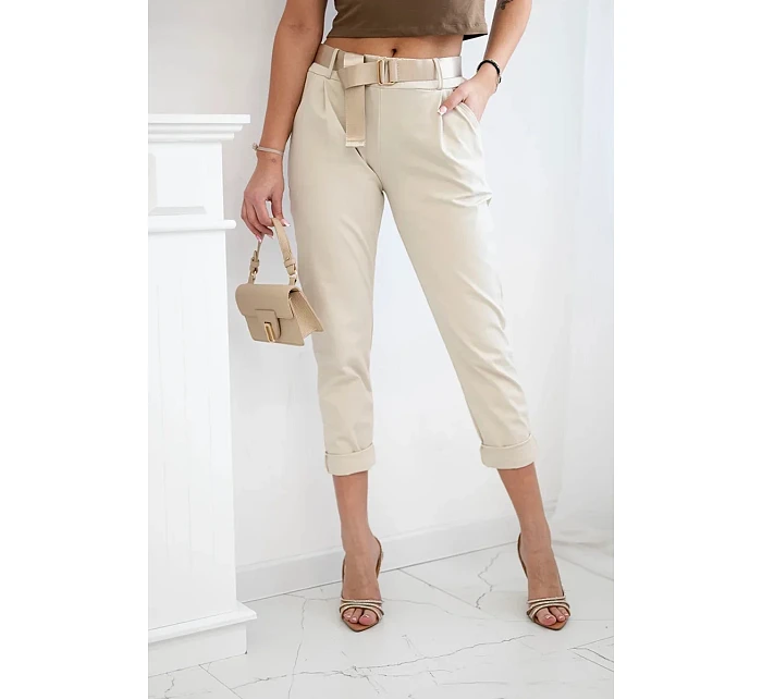 Kalhoty Puntor s páskem světle béžová