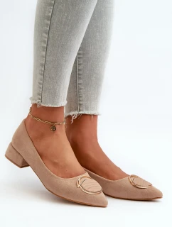 Boty na nízkém podpatku z ekokože model 21665220 béžové - S.Barski