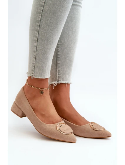 Boty na nízkém podpatku z ekokože S.Barski KV27-037 béžové