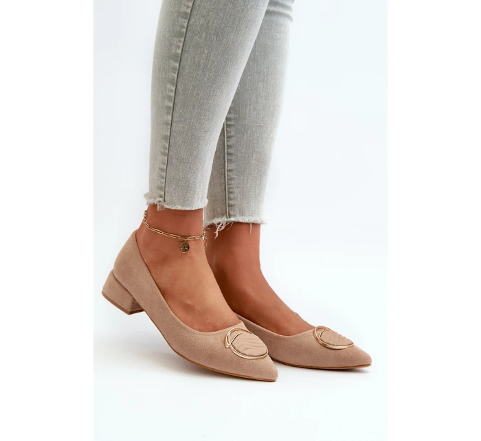 Boty na nízkém podpatku z ekokože S.Barski KV27-037 béžové