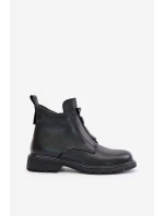 Kožené Boty Na Plochém Podpatku Zateplené Černé model 21675477 - EVENTO Kožené Boty Na Plochém Podpatku Zateplené Černé model 21675477 - EVENTO