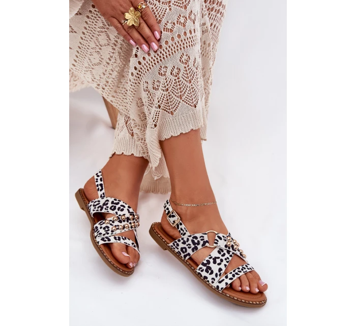 Dámské Sandály Na Plochém Podpatku Se Zlatými model 21702321 - Boto Dámské Sandály Na Plochém Podpatku Se Zlatými model 21702321 - Boto