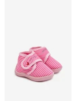 Dětské pantofle na suchý zip s pruhy růžové model 21793863 - Boto Dětské pantofle na suchý zip s pruhy růžové model 21793863 - Boto