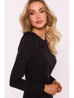 M814 Mini šaty s mašlí na rameni - černé M814 Mini šaty s mašlí na rameni - černé