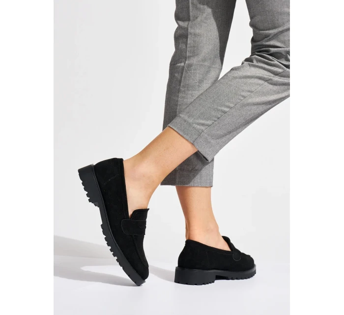 Zajímavé dámské mokasíny černé platforma Zajímavé dámské mokasíny černé platforma