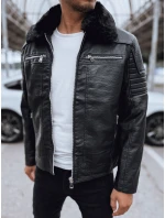 Pánská kožená bunda černá FashionStreet TX4710 Pánská kožená bunda černá FashionStreet TX4710
