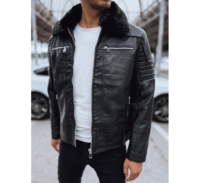 Pánská kožená bunda černá FashionStreet TX4710 Pánská kožená bunda černá FashionStreet TX4710
