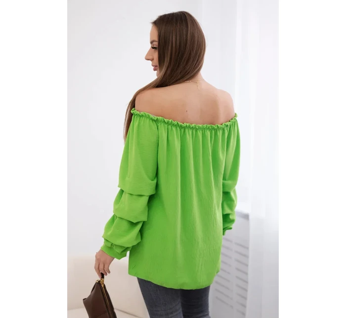 Španělská halenka s ozdobnými rukávy jasně zelená