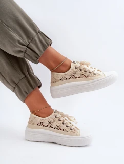Dámské krajkové tenisky model 21655690 Beige - Lee Cooper