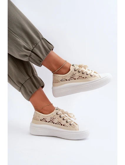 Dámské krajkové tenisky model 21655690 Beige - Lee Cooper