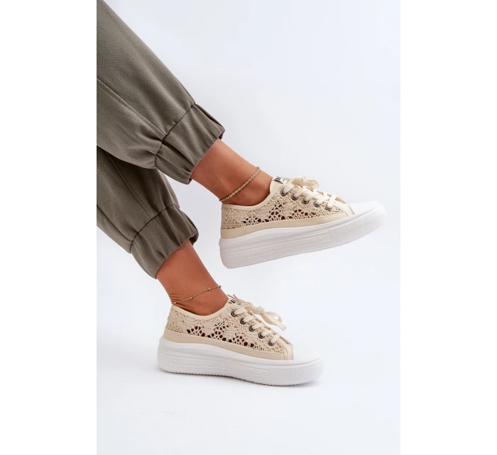 Dámské krajkové tenisky model 21655690 Beige - Lee Cooper