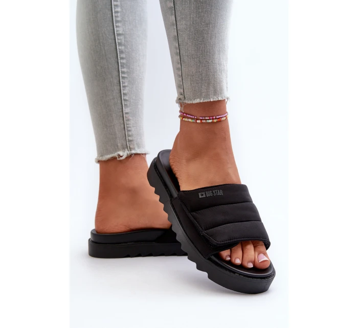 Dámské Žabky Na Platformě Big Star NN274772 Černé Dámské Žabky Na Platformě Big Star NN274772 Černé